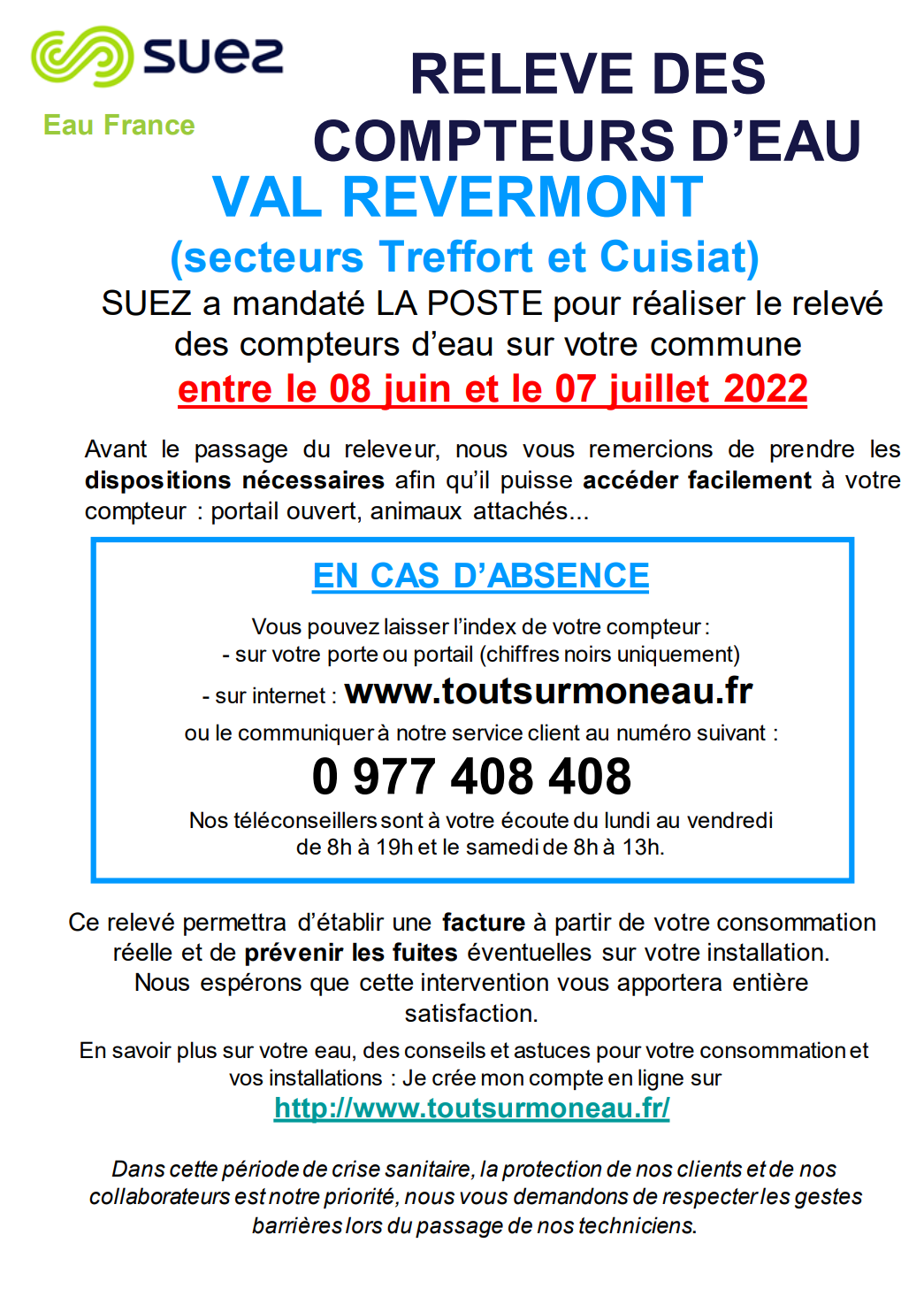 Site Officiel De La Commune De Val Revermont Ain Relev Des Compteurs D Eau Du Juin Au